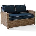 Veranda Bradenton Outdoor Wicker Loveseat; Navy VE1100211